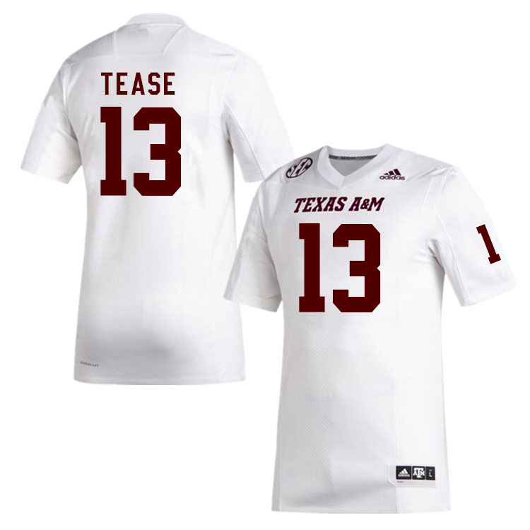 Men #13 Micah Tease Texas A&M Aggies College Football Jerseys Stitched Sale-White - Click Image to Close